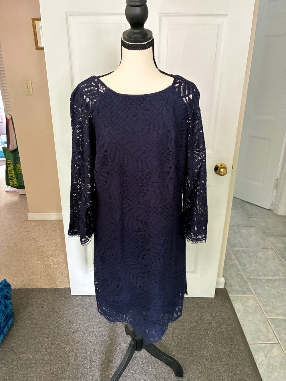 Lilly Pulitzer Rylee Shift-True Navy Palm Tree Lace dress